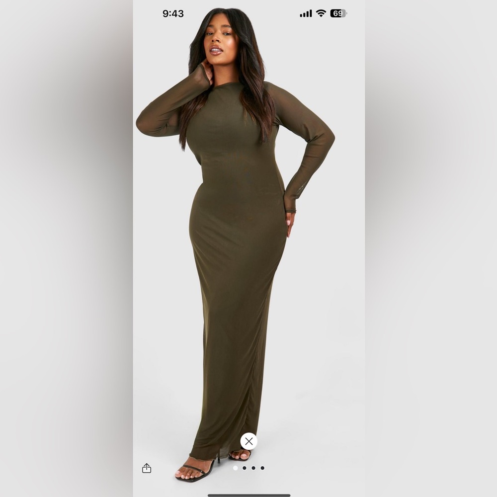 Boohoo Plus Mesh Low Back Maxi Dress